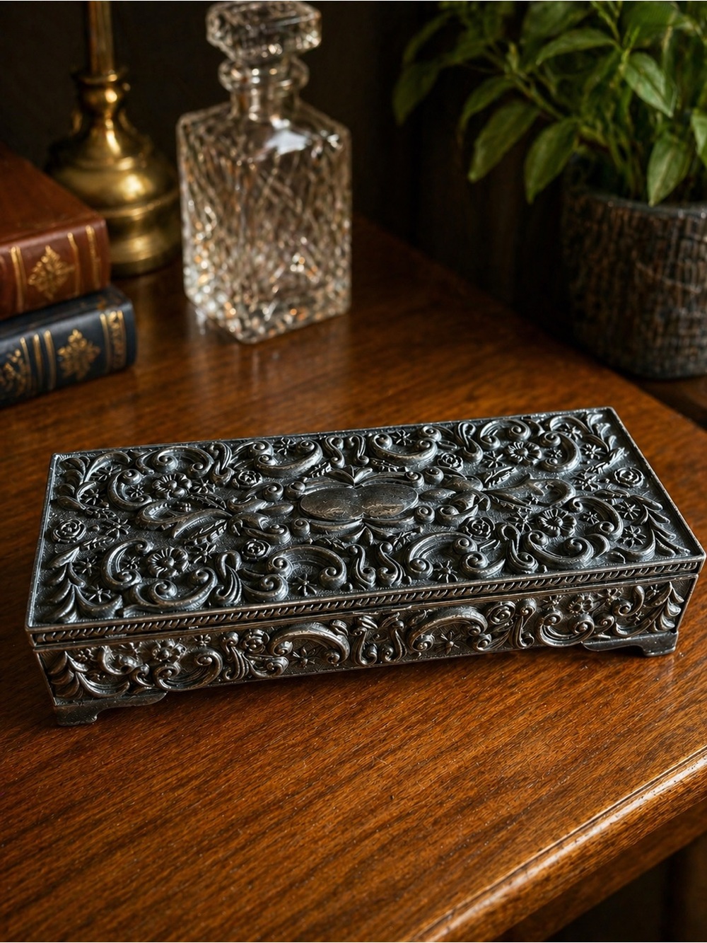 Goldinger Silver Metal Jewelry Box - restoration piece
